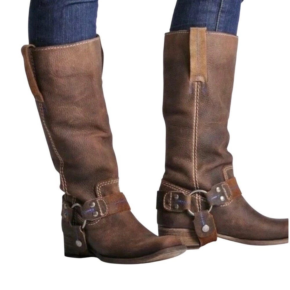 BED STU Opal Harness Brown Leather Distressed Pull On Riding Boots 6.5 | EUC - Picture 2 of 10
